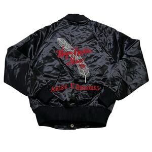 Vintage 1979 Wayne Newton Show Aries II Records Satin Bomber Jacket Black Small